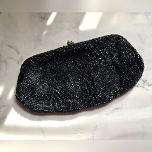 Walborg, Vintage Black Seeded Bead Clutch
